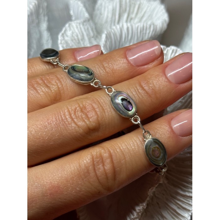 VINTAGE 925 STERLING SILVER ABALONE BRACELET LENGTH 7 Inch