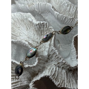 VINTAGE 925 STERLING SILVER ABALONE BRACELET LENGTH 7 Inch