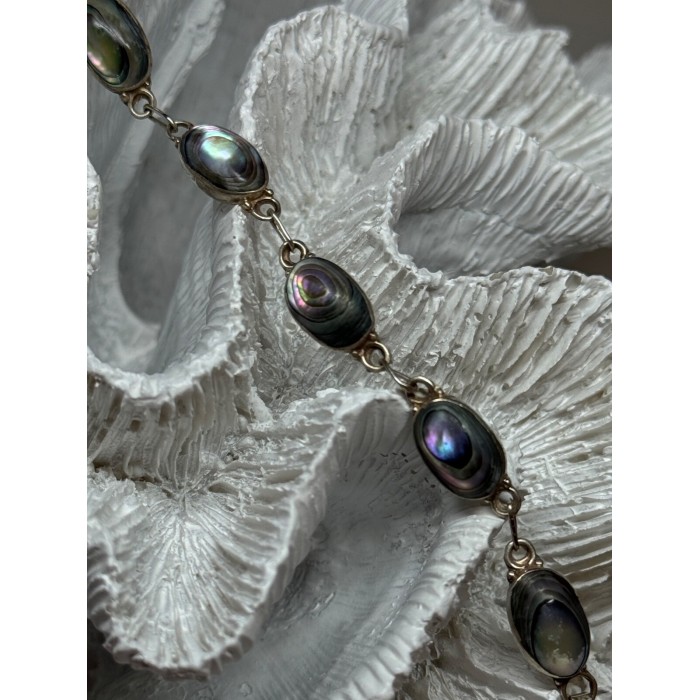 VINTAGE 925 STERLING SILVER ABALONE BRACELET LENGTH 7 Inch