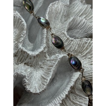 VINTAGE 925 STERLING SILVER ABALONE BRACELET LENGTH 7 Inch