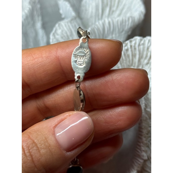 VINTAGE 925 STERLING SILVER ABALONE BRACELET LENGTH 7 Inch