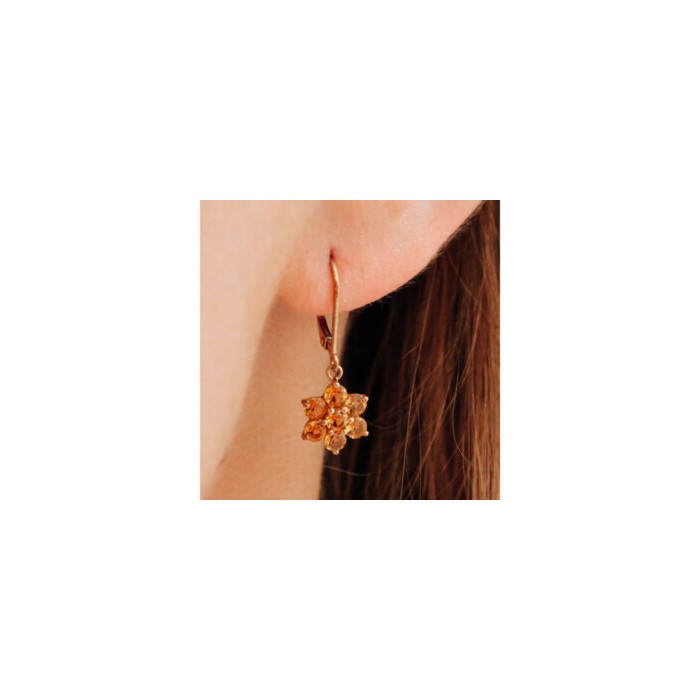 10K YELLOW GOLD HELIODOR FLOWERS EARRINGS