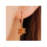10K YELLOW GOLD HELIODOR FLOWERS EARRINGS