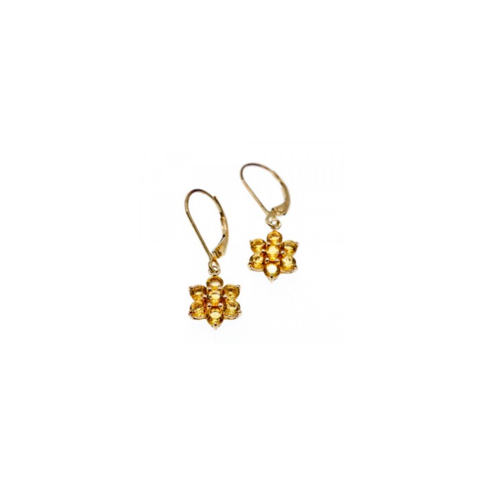 10K YELLOW GOLD HELIODOR FLOWERS EARRINGS