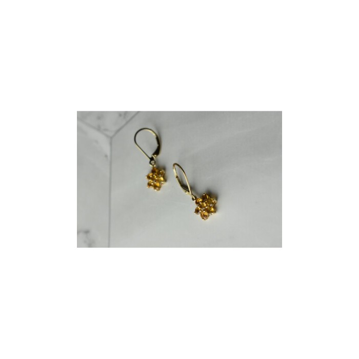 10K YELLOW GOLD HELIODOR FLOWERS EARRINGS