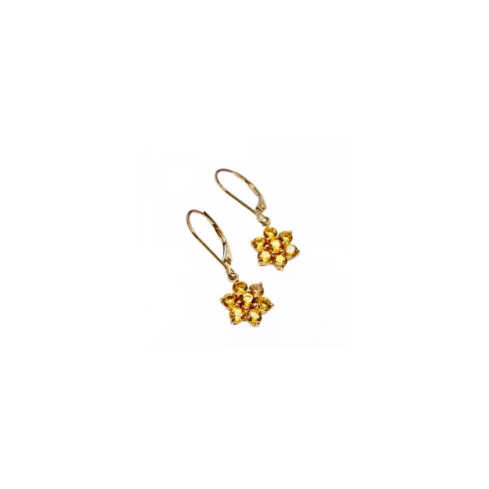 10K YELLOW GOLD HELIODOR FLOWERS EARRINGS