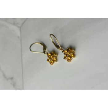 10K YELLOW GOLD HELIODOR FLOWERS EARRINGS
