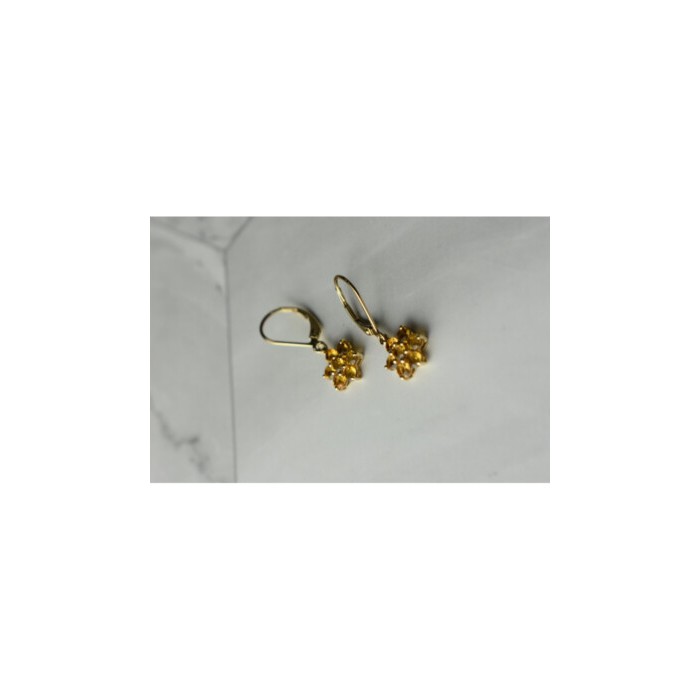 10K YELLOW GOLD HELIODOR FLOWERS EARRINGS