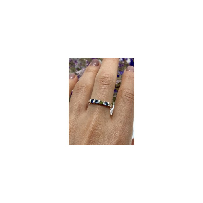 925 Sterling Silver Topaz, Peridot & Spinel Ring Size 9