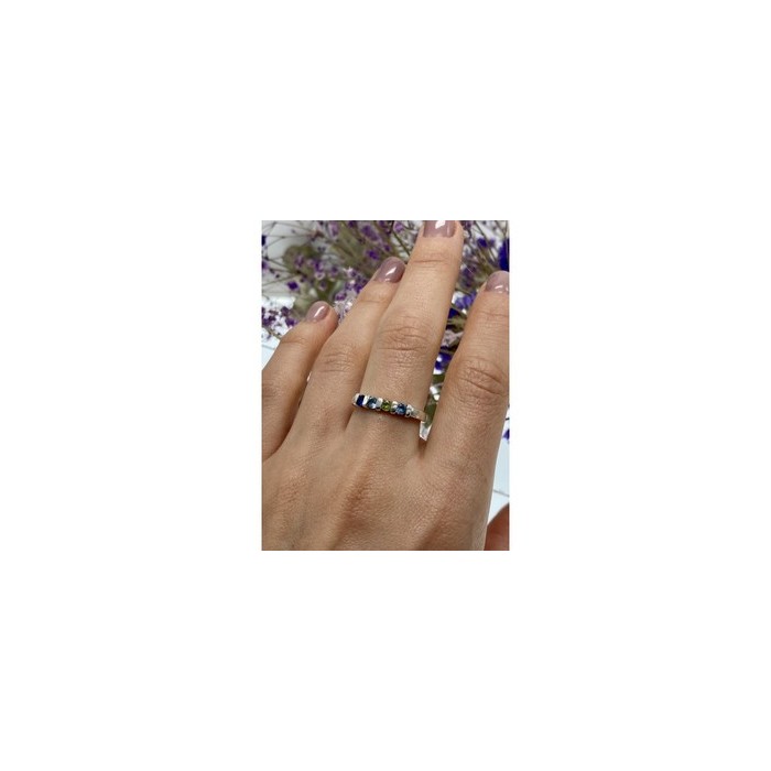 925 Sterling Silver Topaz, Peridot & Spinel Ring Size 9