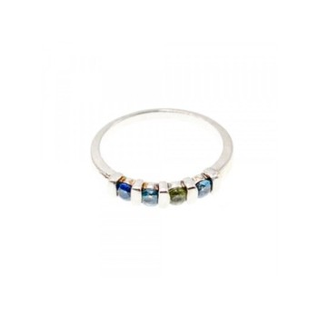 925 Sterling Silver Topaz, Peridot & Spinel Ring Size 9