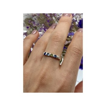 925 Sterling Silver Topaz, Peridot & Spinel Ring Size 9