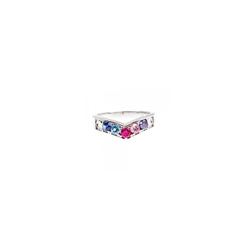 925 Sterling Silver Multicolored CZ Ring Size 6.5