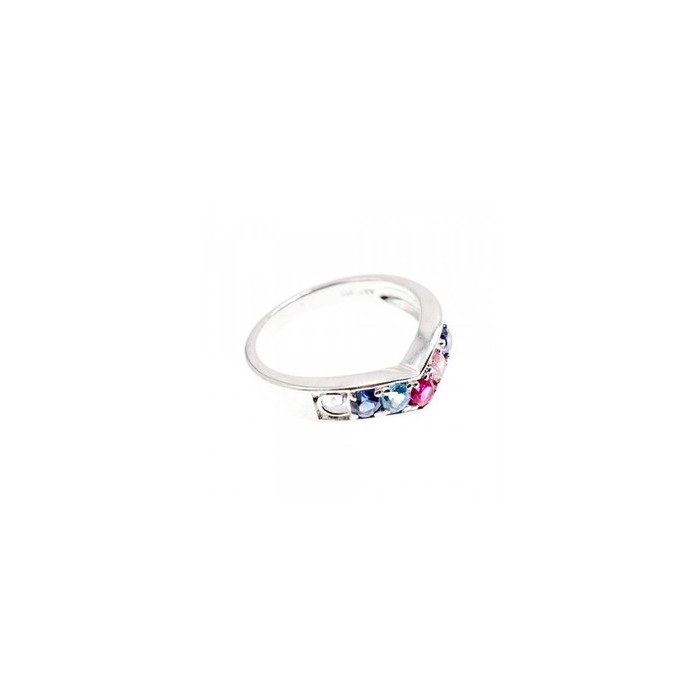 925 Sterling Silver Multicolored CZ Ring Size 6.5