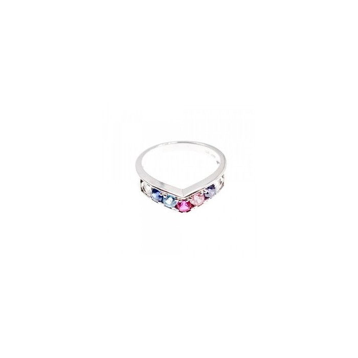 925 Sterling Silver Multicolored CZ Ring Size 6.5