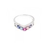 925 Sterling Silver Multicolored CZ Ring Size 6.5