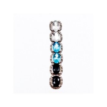 925 Sterling Silver Goshenite, Topaz & Tourmaline Pendant