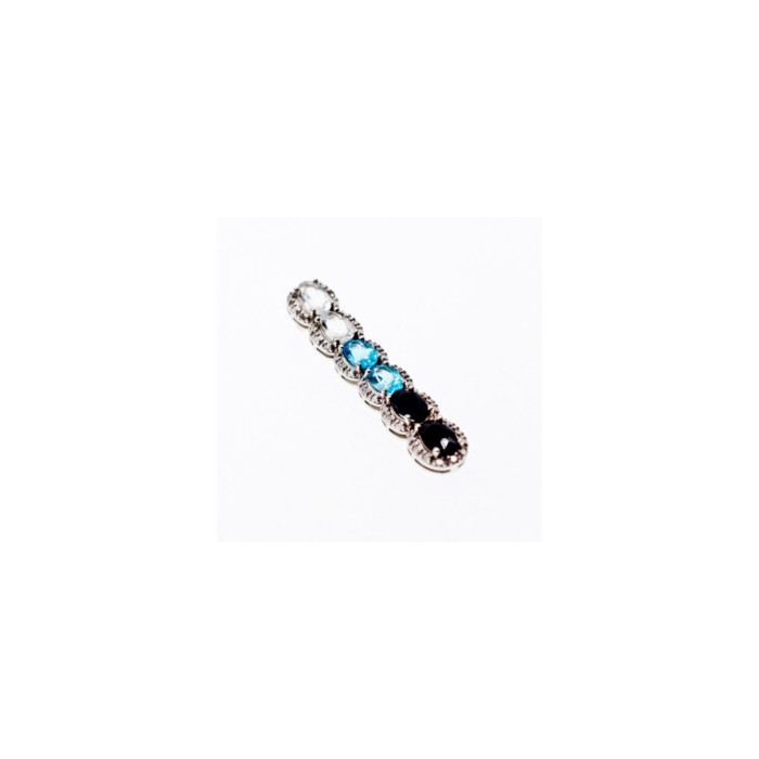 925 Sterling Silver Goshenite, Topaz & Tourmaline Pendant