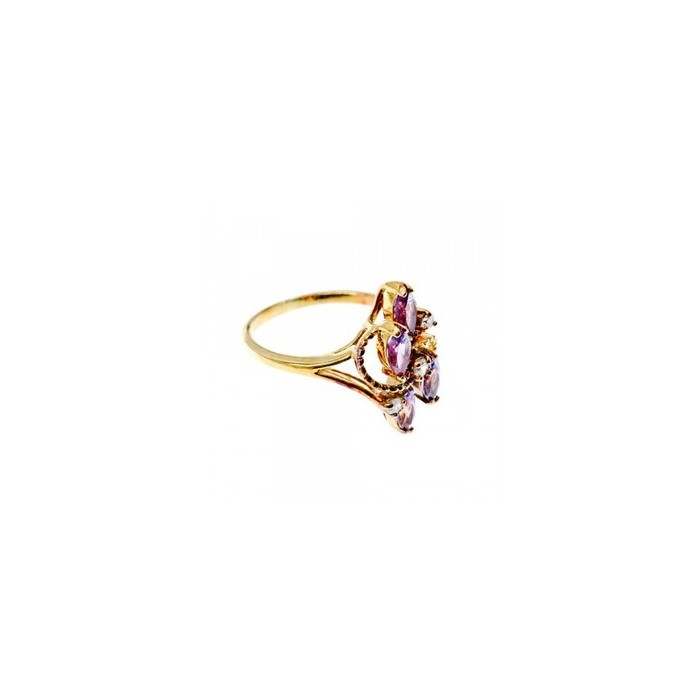 925 Sterling Silver Gold Plated Tourmaline & Beryl Ring Size 9