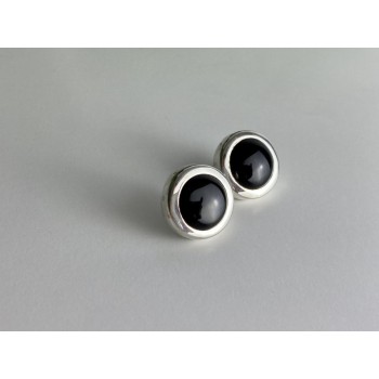 925 Sterling Silver Black Onyx Classic Stud Earrings