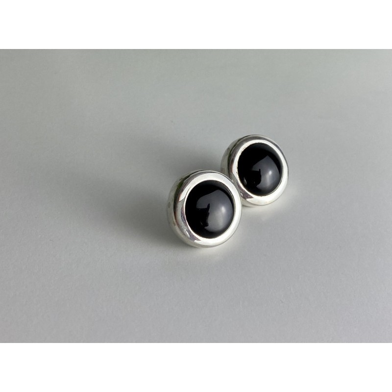 925 Sterling Silver Black Onyx Classic Stud Earrings