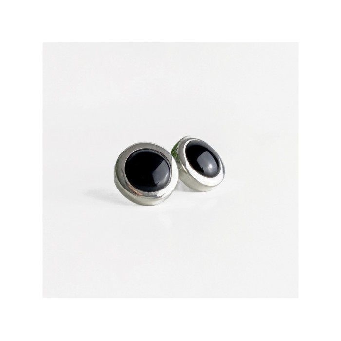 925 Sterling Silver Black Onyx Classic Stud Earrings