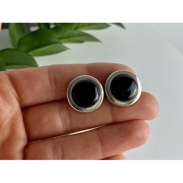 925 Sterling Silver Black Onyx Classic Stud Earrings
