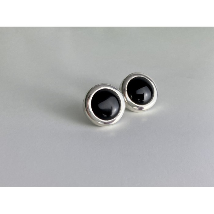 925 Sterling Silver Black Onyx Classic Stud Earrings