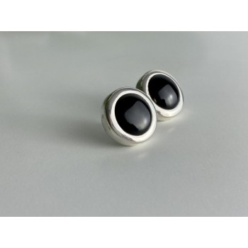 925 Sterling Silver Black Onyx Classic Stud Earrings