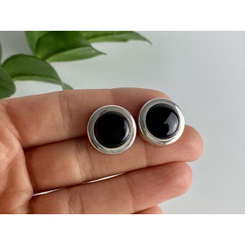 925 Sterling Silver Black Onyx Classic Stud Earrings
