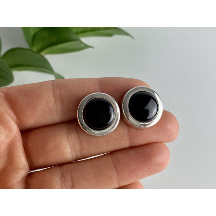 925 Sterling Silver Black Onyx Classic Stud Earrings