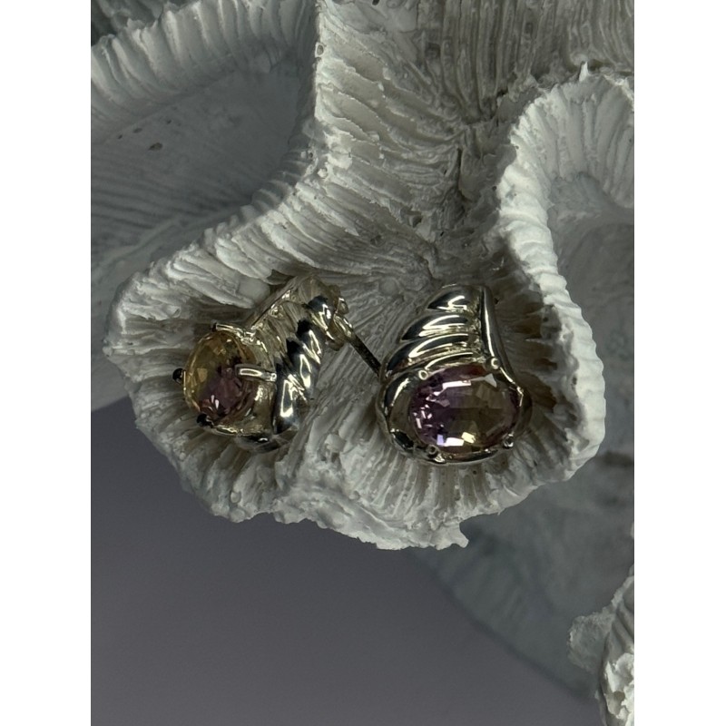 925 Sterling Silver Mystic Topaz Earrings Length 0.60 inch