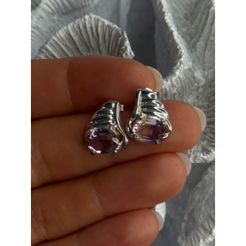 925 Sterling Silver Mystic Topaz Earrings Length 0.60 inch