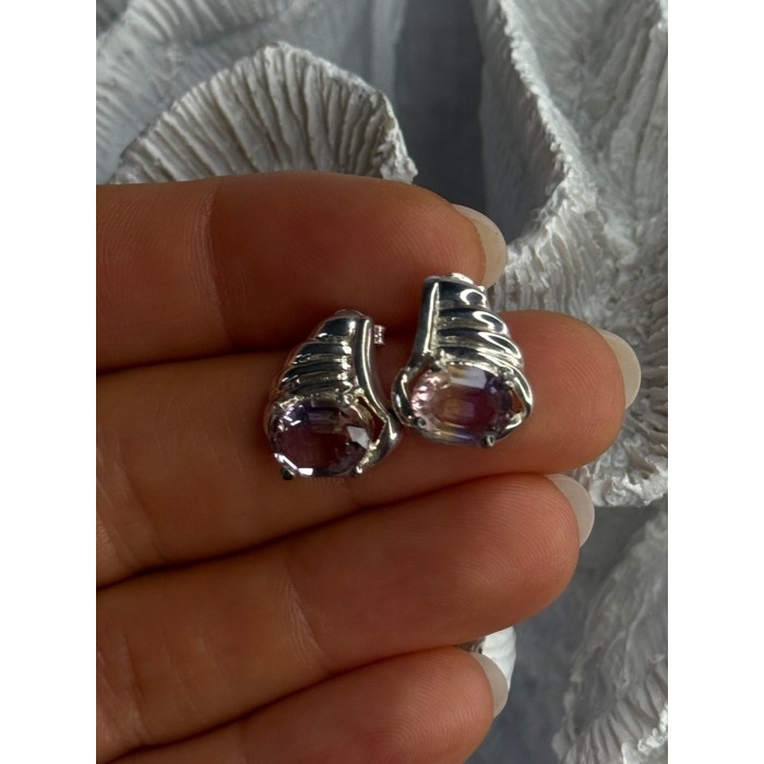 925 Sterling Silver Mystic Topaz Earrings Length 0.60 inch