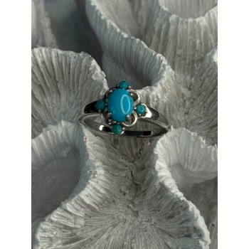Bbj 925 Sterling Silver Turquoise Ring Size 9.5