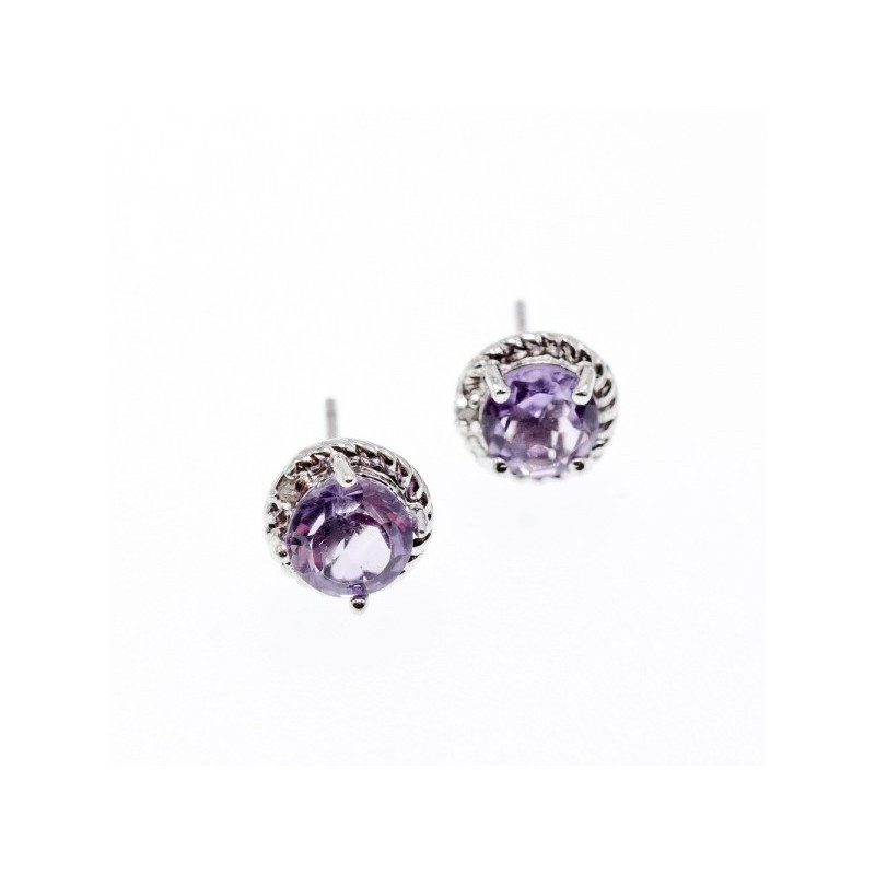 925 Sterling Silver Amethyst Stud Earrings