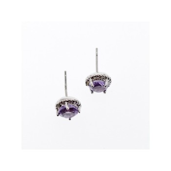 925 Sterling Silver Amethyst Stud Earrings