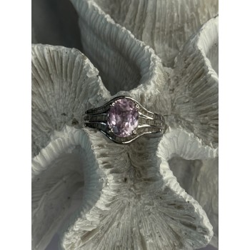 925 Sterling Silver Morganite & Beryl Ring Size 8