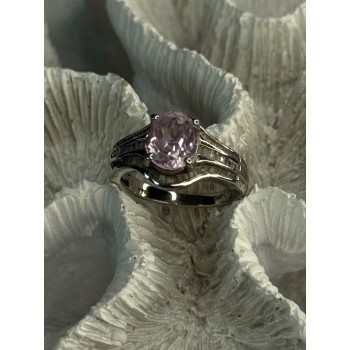 925 Sterling Silver Morganite & Beryl Ring Size 8