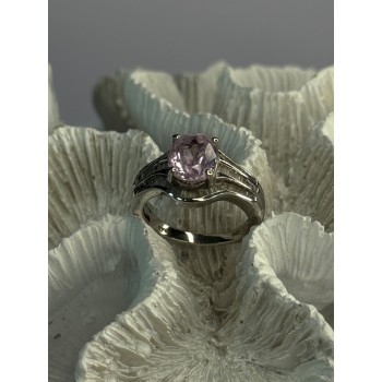 925 Sterling Silver Morganite & Beryl Ring Size 8