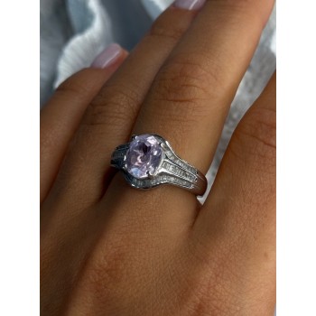 925 Sterling Silver Morganite & Beryl Ring Size 8