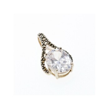 925 Sterling Silver CZ & Marcasites Pendant