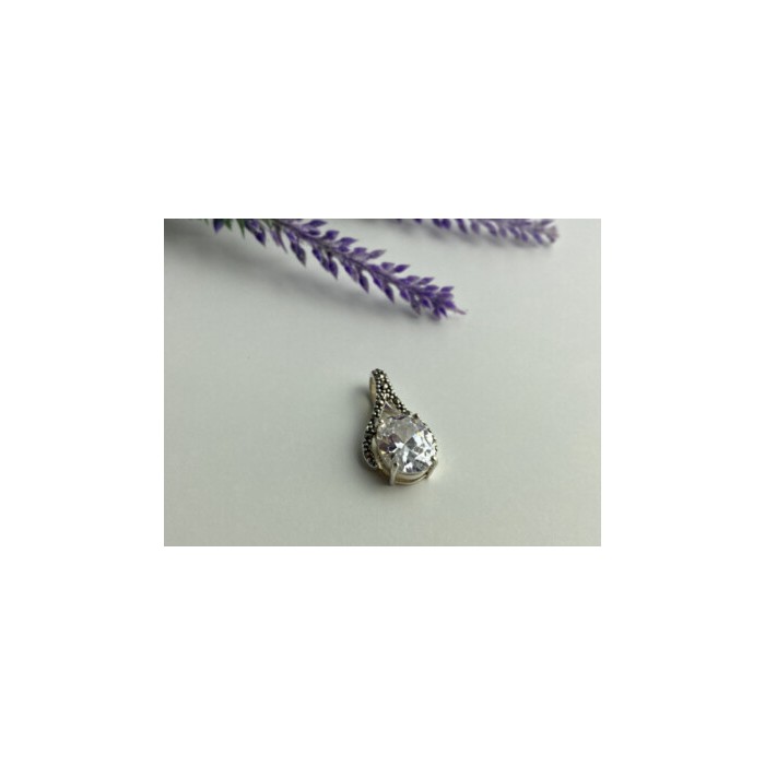 925 Sterling Silver CZ & Marcasites Pendant