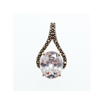 925 Sterling Silver CZ & Marcasites Pendant