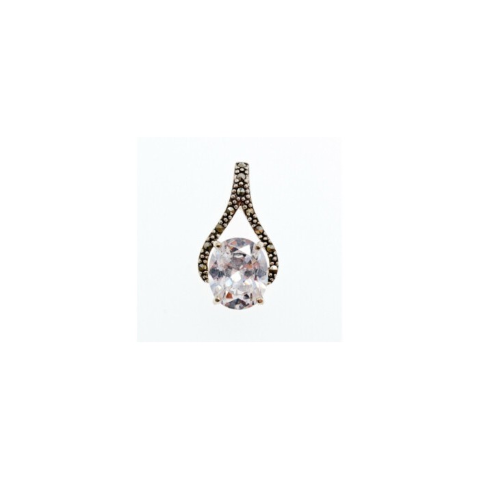 925 Sterling Silver CZ & Marcasites Pendant
