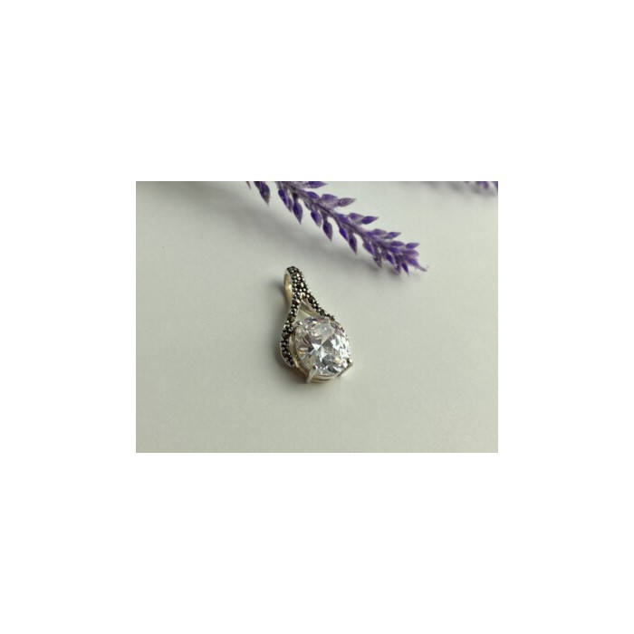 925 Sterling Silver CZ & Marcasites Pendant