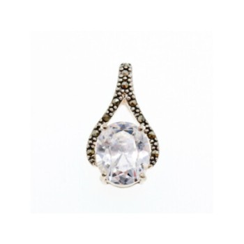925 Sterling Silver CZ & Marcasites Pendant
