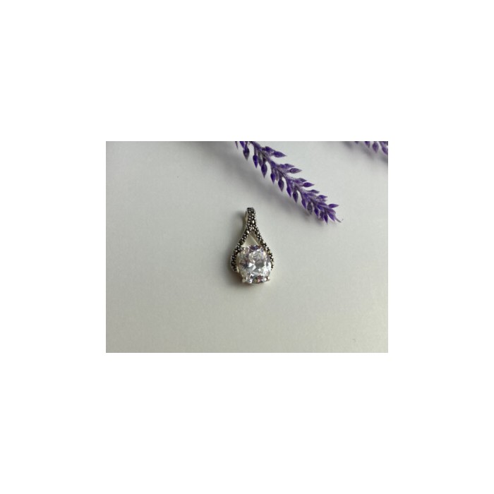 925 Sterling Silver CZ & Marcasites Pendant