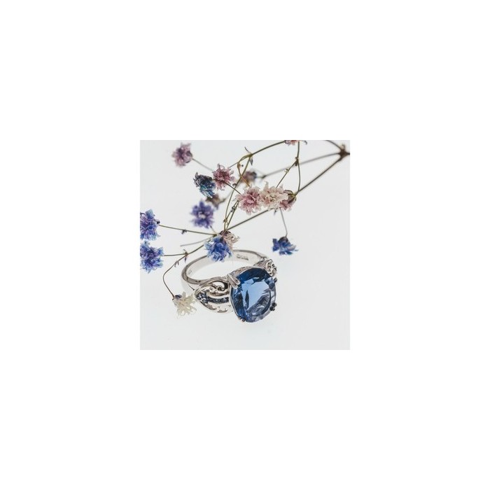 925 Sterling Silver Aquamarine & Iolite Ring Size 6.5