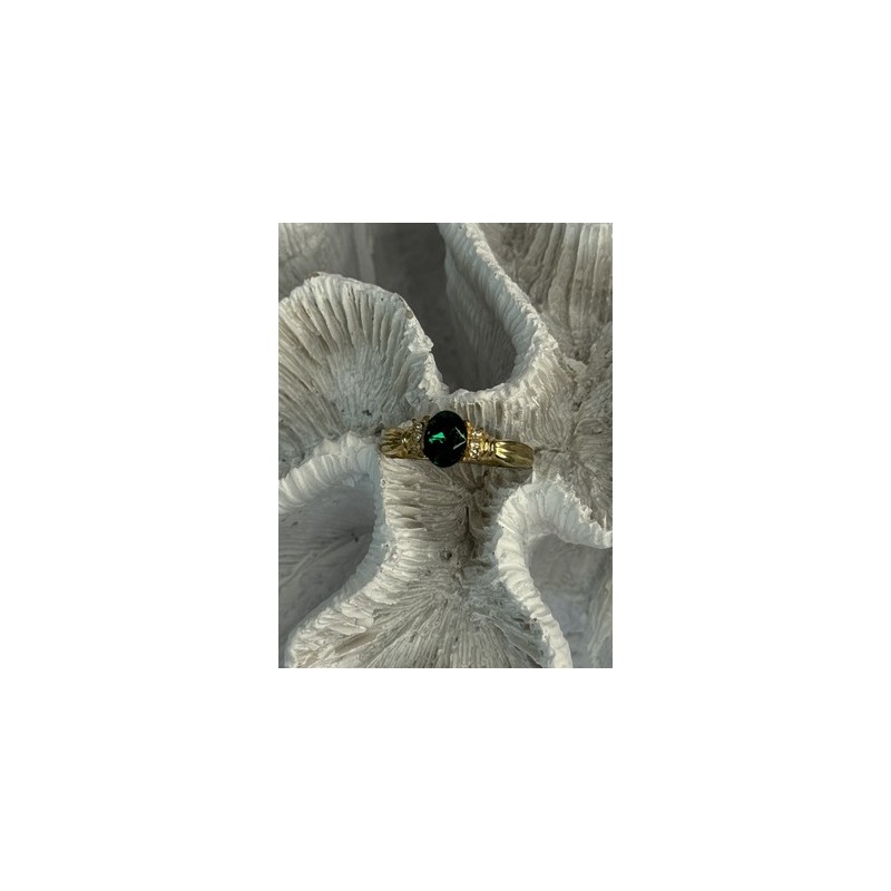 Gold Plated Green CZ Ring Size 9